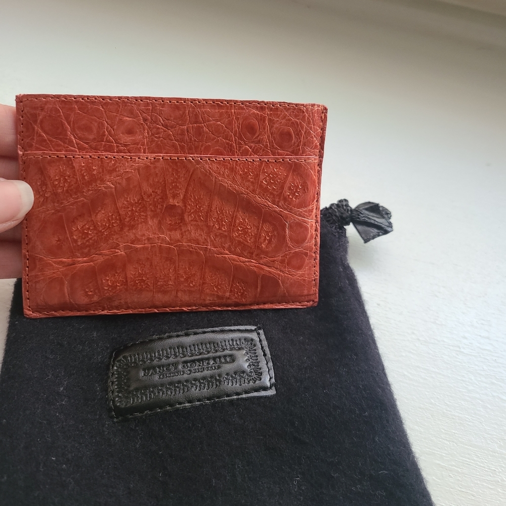 Nancy Gonzalez Crocodile Orange Card Case